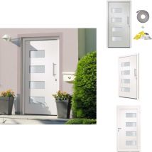 Porte d'entrée Aluminium et pvc Blanc 100x200 cm - Portes D'entrée - Porte Blanche - Porte Pvc - Porte Aluminium - Porte Sécurisée