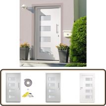Porte d'entrée Aluminium et pvc Blanc 100x210 cm - Portes D'entrée - Porte Blanche - Porte Pvc - Porte Aluminium - Porte Sécurisée