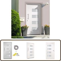Porte d'entrée Aluminium et pvc Blanc 100x210 cm - Portes D'entrée - Porte Blanche - Porte Pvc - Porte Aluminium - Porte Sécurisée