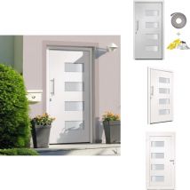 Porte d'entrée Aluminium et pvc Blanc 100x210 cm - Portes D'entrée - Porte Blanche - Porte Pvc - Porte Aluminium - Porte Sécurisée