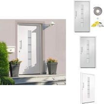 Porte d'entrée Aluminium et pvc Blanc 100x210 cm - Portes D'entrée - Porte Blanche - Porte Pvc - Porte Aluminium - Porte Sécurisée