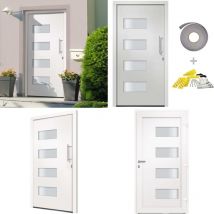 Porte d'entrée Aluminium et pvc Blanc 110x210 cm - Portes D'entrée - Porte D'entrée - Porte Blanche - Porte Aluminium - Porte Pvc - Home & Living