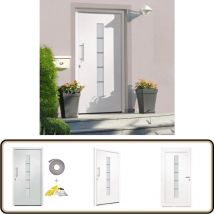 Porte d'entrée Aluminium et pvc Blanc 110x210 cm - Portes D'entrée - Porte Blanche - Porte Aluminium - Porte Pvc - Porte Sécurisée