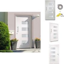 Porte d'entrée Aluminium et pvc Blanc 110x210 cm - Portes D'entrée - Porte Blanche - Porte Pvc - Porte Aluminium - Porte Sécurisée