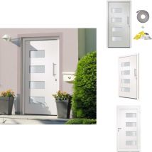 Porte d'entrée Aluminium et pvc Blanc 110x210 cm - Portes D'entrée - Porte D'entrée - Porte Blanche - Porte Aluminium - Porte Pvc
