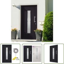 The Living Store Porte d'entrée Anthracite 108x200 cm - Portes D'entrée - Porte Entrée - Porte Aluminium - Porte Sécurisée - Porte Élégante