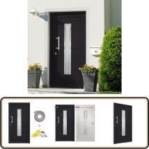 Porte d'entrée Anthracite 108x208 cm - Portes D'entrée - Porte D'entrée - Porte Extérieure - Sécurité Domestique - Isolation Phonique