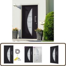 Porte d'entrée Anthracite 108x208 cm - Portes D'entrée - Porte Entrée - Porte Aluminium - Porte Sécurisée - Porte Élégante