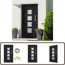 Porte d'entrée Anthracite 88x200 cm - Porte D'entrée - Porte Entrée - Porte Extérieure - Porte Aluminium - Porte Sécurisée