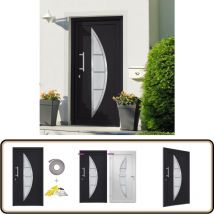 Porte d'entrée Anthracite 88x200 cm - Portes D'entrée - Porte Extérieure - Porte Aluminium - Porte Sécurisée - Porte Design