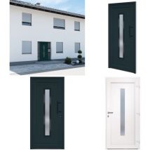 Porte d'entrée anthracite 98x208 cm pvc - Portes D'entrée - Porte D'entrée - Porte Extérieure - Porte Pvc - Porte Sécurisée - Home & Living
