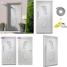 Porte d'entrée Blanc 108x200 cm - Portes D'entrée - Porte Blanche - Porte Pvc - Porte Sécurisée - Porte Isolation - Home & Living