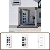 Porte d'entrée Blanc 110x210 cm Aluminium et PVC - Portes D'entrée - Porte Blanche - Porte Pvc - Porte Aluminium - Porte Sécurisée