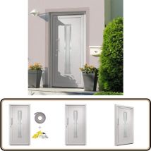 Porte d'entrée Blanc 88x200 cm - Portes D'entrée - Porte Blanche - Porte Extérieur - Porte Sécurisé - Porte Aluminium