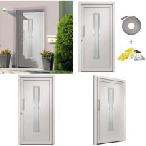 Porte d'entrée Blanc 88x200 cm - Portes D'entrée - Porte Blanche - Porte Extérieur - Porte Sécurisé - Porte Aluminium - Home & Living