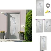 Porte d'entrée Blanc 98x200 cm - Porte D'entrée - Porte Blanche - Porte Extérieure - Porte Sécurisée - Porte Pvc