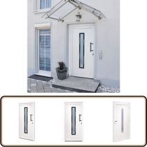 Porte d'entrée Blanc 98x200 cm PVC - Porte D'entrée - Porte Extérieure - Porte Blanche - Porte Pvc - Sécurité Porte