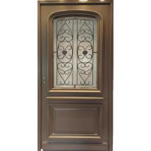 Gd Menuiseries - Porte D'Entree Bois Vitree, Adrien Gris Ral 7039, H215Xl90 p, Droit Cotes Tableau