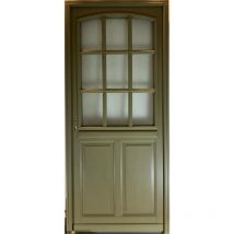 Gd Menuiseries - Porte d'entree Bois vitree, Andore Vert ral 7002, H,215xl,80 p, droit Cotes Tableau