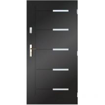 Azura Home Design - Porte d'entrée cancun 80 cm en acier inoxydable avec tirant en plusieurs couleurs - Couleur: Chêne doré - Poignée et serrure :