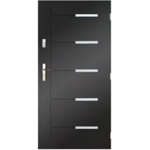 Azura Home Design - Porte d'entrée cancun 90 cm avec tirant en acier inoxydable en plusieurs couleurs - Couleur: Anthracite - Poignée et serrure :