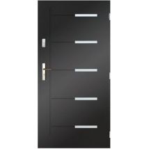 Porte d'entrée cancun 90 cm avec tirant en acier inoxydable en plusieurs couleurs - Couleur: Anthracite - Poignée et serrure : Sans - Tirant: Droit