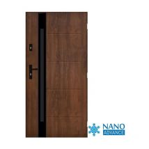 Porte d'entrée dorade 80 cm 72 mm en acier inoxydable en 3 couleurs - Couleur: Noyer - Poignée et serrure : Avec - Poussant: Droit