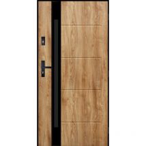Porte d'entrée dorade en winchester 100x200 cm - Poignée et serrure : Avec - Poussant: Droit