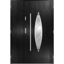 Porte d'entrée double beliar 130x200 cm noir - Poignée et serrure : Sans - Poussant: Droit