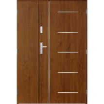 Porte d'entrée double cortaz 130x200 cm chêne doré - Poignée et serrure : Sans - Poussant: Droit