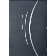 Porte d'entrée double FELIX 120x200 cm anthracite - Poignée et serrure : Avec - Poussant: Droit