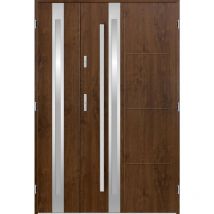 Porte d'entrée double galilée 120x200 cm noyer - Poignée et serrure : Sans - Poussant: Droit