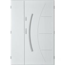 Porte d'entrée double lynx 120x200 cm blanc - Poignée et serrure : Avec - Poussant: Droit