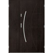 Porte d'entrée double lynx 130x200 cm wengé - Poignée et serrure : Avec - Poussant: Gauche