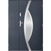 Porte d'entrée double pegas 120x200 cm anthracite - Poignée et serrure : Sans - Poussant: Droit