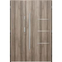 Porte d'entrée double piras 130x200 cm chêne blanchi - Poignée et serrure : Avec - Poussant: Gauche