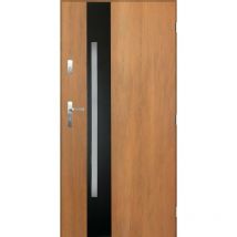 Azura Home Design - Porte d'entrée gotan 90 cm en acier inoxydable couleur chêne doré - Poignée et serrure : Avec - Tirant: Droit