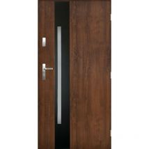 Azura Home Design - Porte d'entrée gotan 90 cm en acier inoxydable couleur Noyer - Poignée et serrure : Sans - Tirant: Gauche