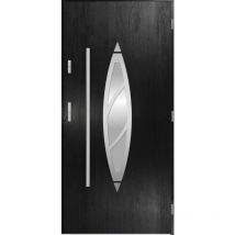 Porte d'entrée simple beliar 90 cm noir - Poignée et serrure : Sans - Poussant: Droit