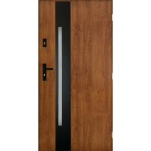 Porte d'entrée tango v 80 cm en acier inoxydable en plusieurs couleurs - Couleur: Chêne doré - Poignée et serrure : Avec - Tirant: Droit