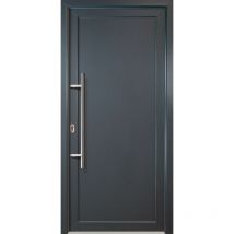 Meeth - Porte d'ingresso classico pvc modello 01 , dentro: bianco/al di fuori: titanio larghezza: 98cm, altezza: 200cm, senso di aperatura sinistra
