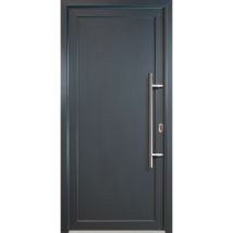 Meeth - Porte d'ingresso classico pvc modello 01 , dentro: bianco/al di fuori: titanio larghezza: 108cm, altezza: 208cm, senso di aperatura destra