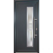 Meeth - Porte d'ingresso classico pvc modello 53 , dentro: bianco/al di fuori: titanio larghezza: 88cm, altezza: 200cm, senso di aperatura destra