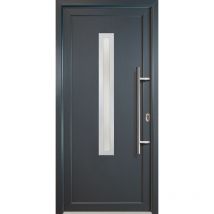 Porte d'ingresso classico pvc modello 70 , dentro: bianco/al di fuori: titanio larghezza: 108cm, altezza: 208cm, senso di aperatura destra