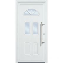 Porte d'ingresso classico pvc modello 44, dentro/al di fuori: bianco, larghezza: 88cm, altezza: 200cm, senso di aperatura destra