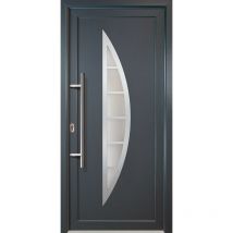 Porte d'ingresso classico pvc modello 28 , dentro: bianco/al di fuori: titanio larghezza: 108cm, altezza: 200cm, senso di aperatura sinistra