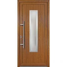 Meeth - Porte d'ingresso pvc jm signum esclusivo, mod. 32, dentro: bianco/al di fuori: golden oak, larghezza: 108cm, altezza: 208cm, senso di