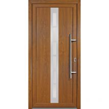 Porte d'ingresso PVC JM SIGNUM ESCLUSIVO, mod. 38, dentro: bianco/al di fuori: golden oak, larghezza: 88cm, altezza: 208cm, senso di aperatura destra