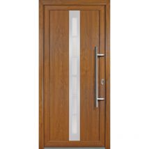 Meeth - Porte d'ingresso pvc jm signum esclusivo, mod. 38, golden oak a due lati, larghezza: 88cm, altezza: 208cm, senso di aperatura destra