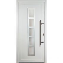 Porte d'ingresso pvc jm signum esclusivo, mod. 51, dentro/al di fuori: bianco, larghezza: 98cm, altezza: 208cm, senso di aperatura destra